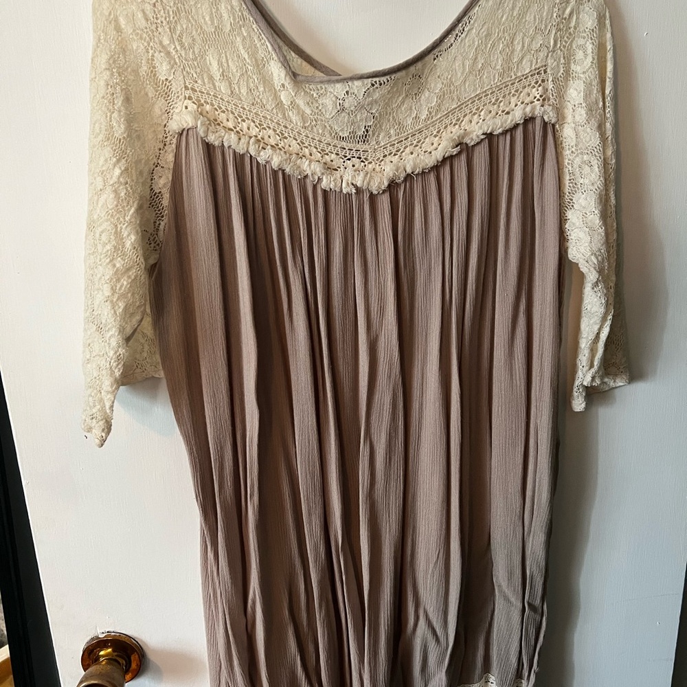 Umgee Cream and Tan Lace dress